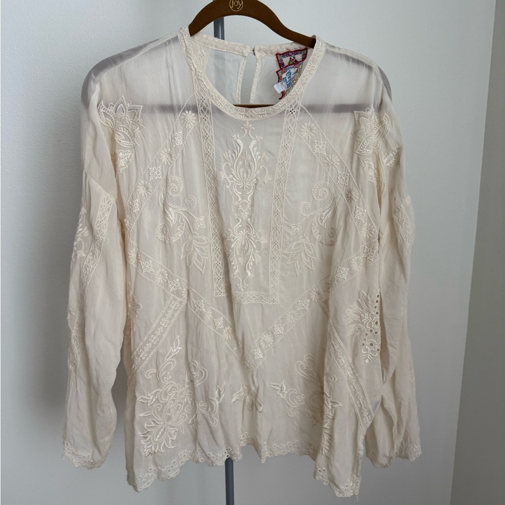 Johnny Was☀️☀️☀️Elegant Cream Lace Blouse